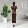 Etnische kleding Qipao Dress Vintage Mulberry Silk Gedrukt Evening Banquet Lange Chinese stijl Cheongsam Dagelijkse retro orient Elegante Vesridos