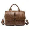 Briefcases Luufan Men's Genuine Leather Bag For Men Bussiness Messenger Briefcase Laptop Office