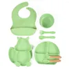 Dinnerware Sets Children's Feeding Tableware Set Cartoon Squirrel Silicone Partition Plate Strong Suction Anti-fall Bowl