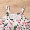 소녀 드레스 Pudcoco 여름 공주 드레스 2023 Baby Floral Print Sleeveless 슬링 디자인 캐주얼 귀여운 통기성