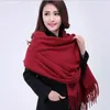 Halsdukar unisex rose röd ull tjock fast färg kvinnors mens vinter sjal halsduk wrap 010602