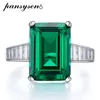 클러스터 링 Pansysen 빈티지 925 스털링 실버 10x14mm Emrald High Carbon Diamond Gemstone Anniversary Party Ring Fine Jewelry Wholesale