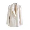 Pantalon de deux pièces pour femmes Chic Fashion Office Femmes Bouton unique Blazer blanc Vintage à manches longues Slim Fit Dames Vêtements d'extérieur Tops élégants 221231