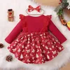 Girl Dresses LAPA Christmas Baby Romper Dress Outfit Toddler Long Sleeve Clothes Born Infant Xmas Children Fashion Costumes