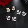 Stud -oorbellen mode elegante vrouwen imitatie parel met kubieke zirkoon glanzende studs oor sieraden brincos ae457