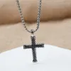 Hänge halsband designer halsband mode män box kedja lyxhalsband vintage unisex cross hänge inlagd svart zirkon punk smycken gåva för pojkar h9x1