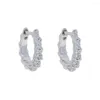 Hoopörhängen 925 Sterling Silver Classic Mini Round Autentic Clear 5A Zircon for Women Delicate Jewelry