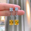 Dangle Earrings Megin D White Gold Square Square Stone Luxury Zircon Zircon Biercing Drop for Women Bedding Friends Mift Jewelry