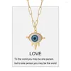 Pendant Necklaces Greek Evil Blue Eye Necklace For Women Gold Color Turkish Woman's Punk Long Chains Stainless Steel Link Collar Choker