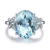Wedding Rings Elegant Cute Butterfly Light Blue Crystal Rhinestones For Girl Engagement Band Sieraden Gift Fashion Women
