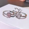 Bröllopsringar uilz silver färg söt ring finger rosa cz hjärta lyxkvalitet smycken tillbehör engagemang för kvinnor