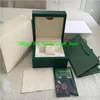 هدايا عيد الميلاد الجودة Green Watch Box Gift Case لـ 116610 Watches Card Card Tags and Papers in English Watches Boxes H201E