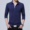 Men's Polos Autumn Long-sleeved Polo Shirt Solid Color Casual Thermal Cotton Plus Size M-5XL Brand Tops Camisa Masculina