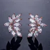 Stud Earrings Uilz Eat 1.4cm Size Cubic Zirconia Leaf For Women Fashion Crysyal Bridal Wedding Jewelry Drop UE2233