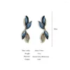 Baumeln Ohrringe AENSOA Koreanische Metall Strass Blätter Tropfen Für Frauen Elegante Weiß Blau Farbe Emaille Pendientes Trendy Schmuck