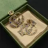 Nuovo marchio di moda orecchino colore diamante doppia lettera G ottone materiale personalità orecchini donne gioielli firmati festa di nozze di alta qualità con scatola