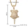 Pendant Necklaces Hip Hop Micro Paved Cubic Zirconia Iced Out Bling Rose Flower Pendants Necklace For Men Women Jewelry Gold Silver