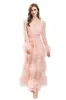 Women's Dresses Slash Neckline Long Sleeves Sexy Tulle Laid Over Tiered Ruffles Elgant Maxi Party Prom