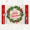 Bord trasa 4-stycken Set Christmas Table Good Pad Top Decoration Accessories Linen Oljesäker Hög temperaturbeständig matta