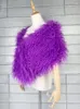 Women's Fur Imitation Beach Wool Long Hair Bridal Shawl Club Faux Bridesmaid Cloak Furry Vest Cape