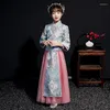 Ethnic Clothing Autumn And Winter Girls' Hanfu Long Sleeves Chinese Style Tang Costume Stage Performance Birthday Wedding Party Dress