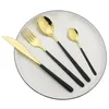 Flatware Sets 30Pcs/set Black Gold Cutlery Set 18/10 Stainless Steel Dinnerware Silverware Dinner Knife Fork Spoon Drop