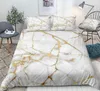 Sängkläder sätter marmoruppsättning vit guld täcke abstrakt konst design pojkar flickor hem textiler king quilt 3 st droppskepp