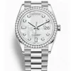Unisex Watch DayDate Pearl Dial Diamond Automatisk mekanisk rörelse Sapphire Glass Rostfritt stål Men Lady Watches Male Wristwa2902