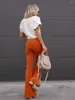 Spodnie damskie Kobiet Cord Cord Flear Solid Kolor swobodny rozciągający rozciąganie BURN BELL DOLNE DOLNE DOLNE DOTY STREETWAWI