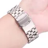 Bracelets de montre Bracelet en acier inoxydable solide Bracelet 18mm 20mm 22mm 24mm femmes hommes argent bracelet de montre en métal brossé accessoires 271O