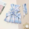 Colliers de chien Plaid Pet Dress Bow Tie Harnais Laisse Poitrine Et Dos Jupes Avec Teddy Princess Vêtements Jupe D'été Vêtements