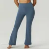 LU 2023 Nya kvinnor Yoga Pants Solid Color Nude Sports Shaping Midjan Tight Flased Fitness Loose Jogging Sportwear Womens Nine Point Fleared Good Top