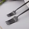 Dinnerware Sets 20Pcs Matte Black Tableware Kitchen Fork Knife Spoon Travel Cutlery Set Stainless Steel Flatware Drop