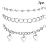 Неклеты 3PC/SET FADAY SISH LINK ЦЕКИ СЕРДЦЕ СЕРДЦЕ для женщин -девочек Bohemian geg Ankle Bracelet Bracelet Beach Jewelry Bijoux