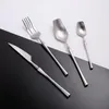 Dinnerware Sets Silver Cutlery Set Matte Stainless Steel Flatware Creative Fork Knife Spoon High Quality Household Kitchen Utensils