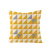 Pillow 2 Pieces Cover Cotton Linen Yellow Geometric Print Serging Square 45 Throw Pillowcase Sofa Home Decorative