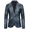 Herrdräkter glänsande män Suitblazer One Piece Python mönster formell casual affärs trendig manlig kostymjacka i lager