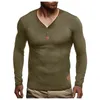 Men's T Shirts Men's Lim Fit Male Shirt Autumn And Winter Multi-button With Standard Solid Color Button V-neck Long Sleeves Basic