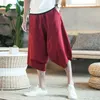 Men's Shorts Hip Hop Summer Street Loose Men Pants Linen Cotton Harem Wide Leg Comfortable Male Short Trouser Beachwear Plus Size