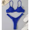 Kvinnors badkläder Ribbed Underwired High Cut Bikini Swimsuit Kvinnliga kvinnor Två stycken Set Thong Bather Bathing Suit Swim V2697B 221231