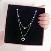 Pendant Necklaces KISSWIFE Double Layer Heart For Women Girls Silver Color Alloy Crystal Multiples Love Choker Fashion Jewelry