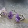 Anneaux de mariage irrégulier naturel améthyste pépite réglable doigt guérison énergie violet quartz cristal bijoux cadeau pour les femmes