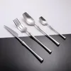 Dinnerware Sets Silver Cutlery Set Matte Stainless Steel Flatware Creative Fork Knife Spoon High Quality Household Kitchen Utensils