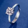 Cluster Rings 925 Sterling Silver For Women V-shaped Four-claw Moissanite Open Jewelry Making Dorp 2023