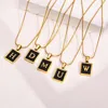 Pendant Necklaces Full Gloss Square Acrylic Letter Chain For Women Stainless Steel Custom Gold Color 26 A-Z Charm