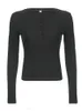 Kvinnors T -skjortor Weiyao Solid Vintage Crop Top 2023 Autumn Slim Full Sleeve Shirt Women Grey Sticks Pullovers Streetwear Club Outfits