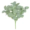 Simuleringsblomma Fake Green Plant Wedding Decoration L￶v V￤xtv￤ggbeslag 5 gaffel Silkduk Eukalyptusblad