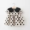 Fille Robes D'été Né Bébé Vêtements Filles Boutique Tenues Poupée Col Mignon Dot À Manches Courtes Robe De Princesse Enfant BC2209-1