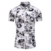 Mäns avslappnade skjortor 2023 Sommarkläder plus asiatisk storlek M-7XL Fashion 9 Style Design Kort ärmskjorta Mäntryck Hawaii Beach Blus