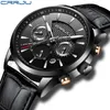 Новые часы Men Luxury Crrju Brand Chronograph Men Sport Watchs Высококачественные кожаные ремешки кварцевые наручные часы Relogio Masculin233g